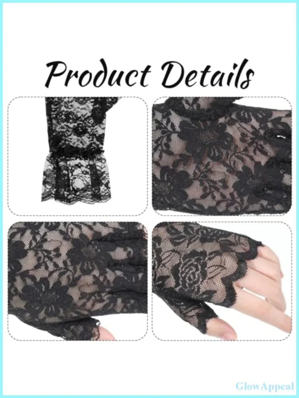 4 Pairs Black Lace Gloves Women Fingerless Tea Party Opera Bridal Vintage